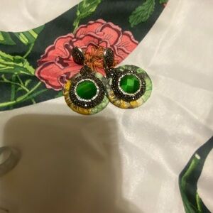 Elegant Green and Yellow Earrings